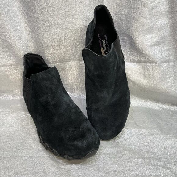 SKECHERS Bikers Mc-Bellore Relaxed Fit Black Suede Booties Women's Size 9.5 - Picture 1 of 10